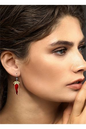 red horn earrings with diamonds, rubies and emeralds Angela Puttini Gioielli | OR2022GROSSO